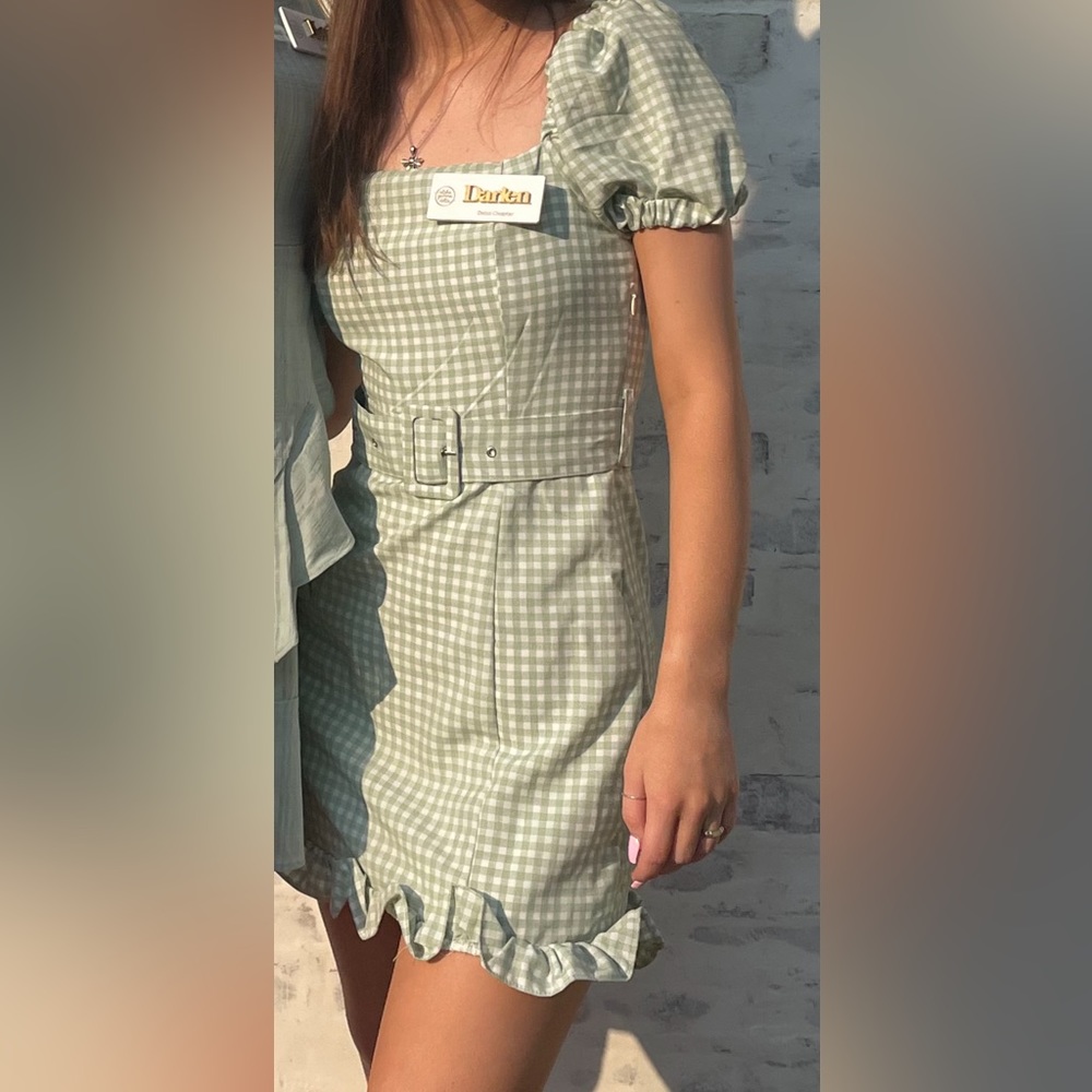 Altar’d state Green Gingham Dress